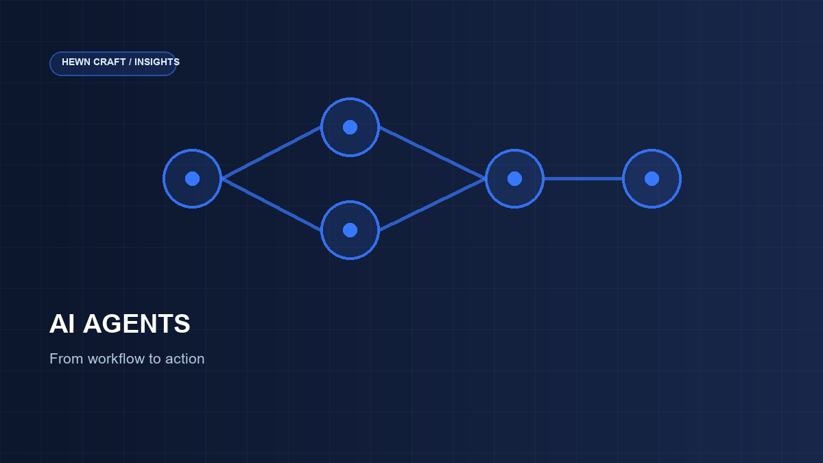 Abstract connected nodes illustrating an AI agent workflow