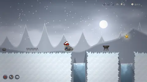 Frozen Shore: icy cliffs, spikes and a collectable star