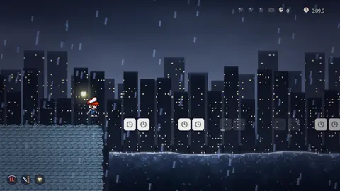 Drowned City: timed blocks over dark water in the rain