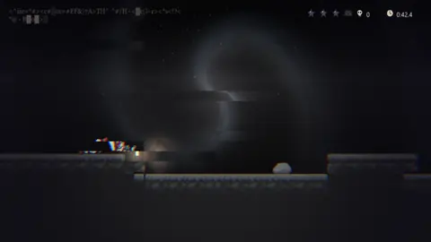 A dark, glitching scene late in the story