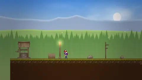 Epilogue: Mario beside a lamp and a well at home