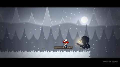 Frozen Shore: a shadowy figure with a lantern on the snow