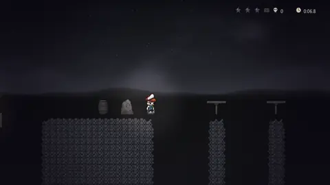 Grey World: monochrome ruins and a gravestone